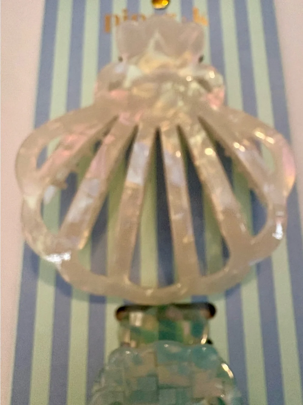 Iridescent Shell Hair Claw Clip - Pearl and Aqua
